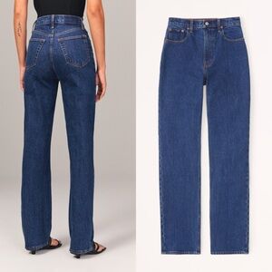 Abercrombie & Fitch The 90s Straight Ultra High Rise Dark Wash 28/6Long